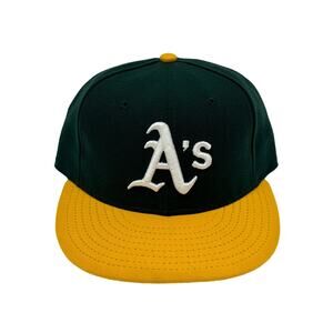A’s Athletics - Yellow &  Green - MLB New Era Fitted Cap Hat Size 7 1/8